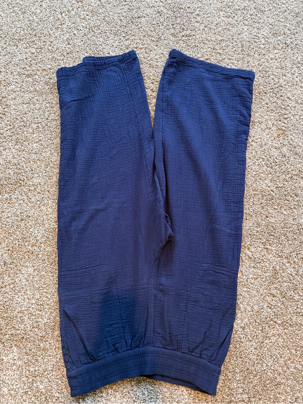 aerie Navy Smocked Waistband cotton pant